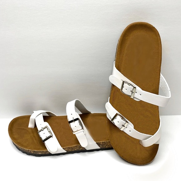 ✨MY #1 SELLERS✨NIB Two Strap Suede Birkenstock Styled White Sandals - Picture 2 of 3